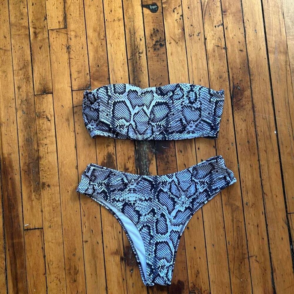 Snake Print Bandeau Bikini Set